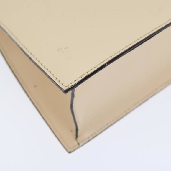 CELINE Hand Bag Leather 2way Cream Gold Auth 91296 - Picture 14 of 16